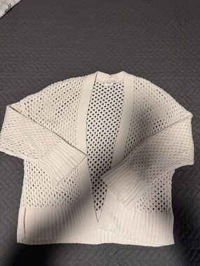 Abercrombie & Fitch Ivory Open-Weave Cardigan